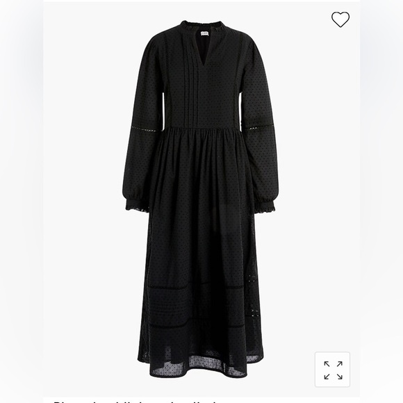 J. Crew Factory Petite Pintuck midi dress in clipdot BA829 Black MP - Picture 4 of 6